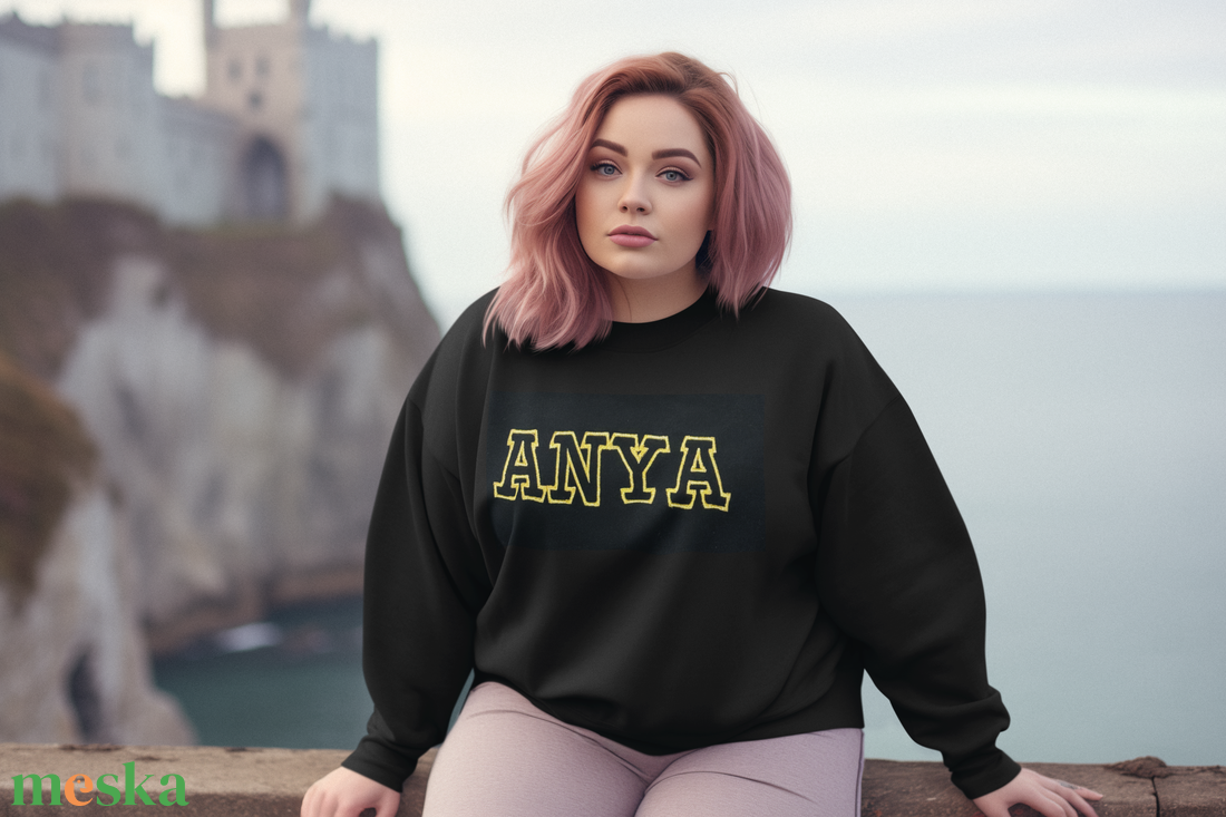 ANYA feliratos hímzett pulóver akciós termékkép 1