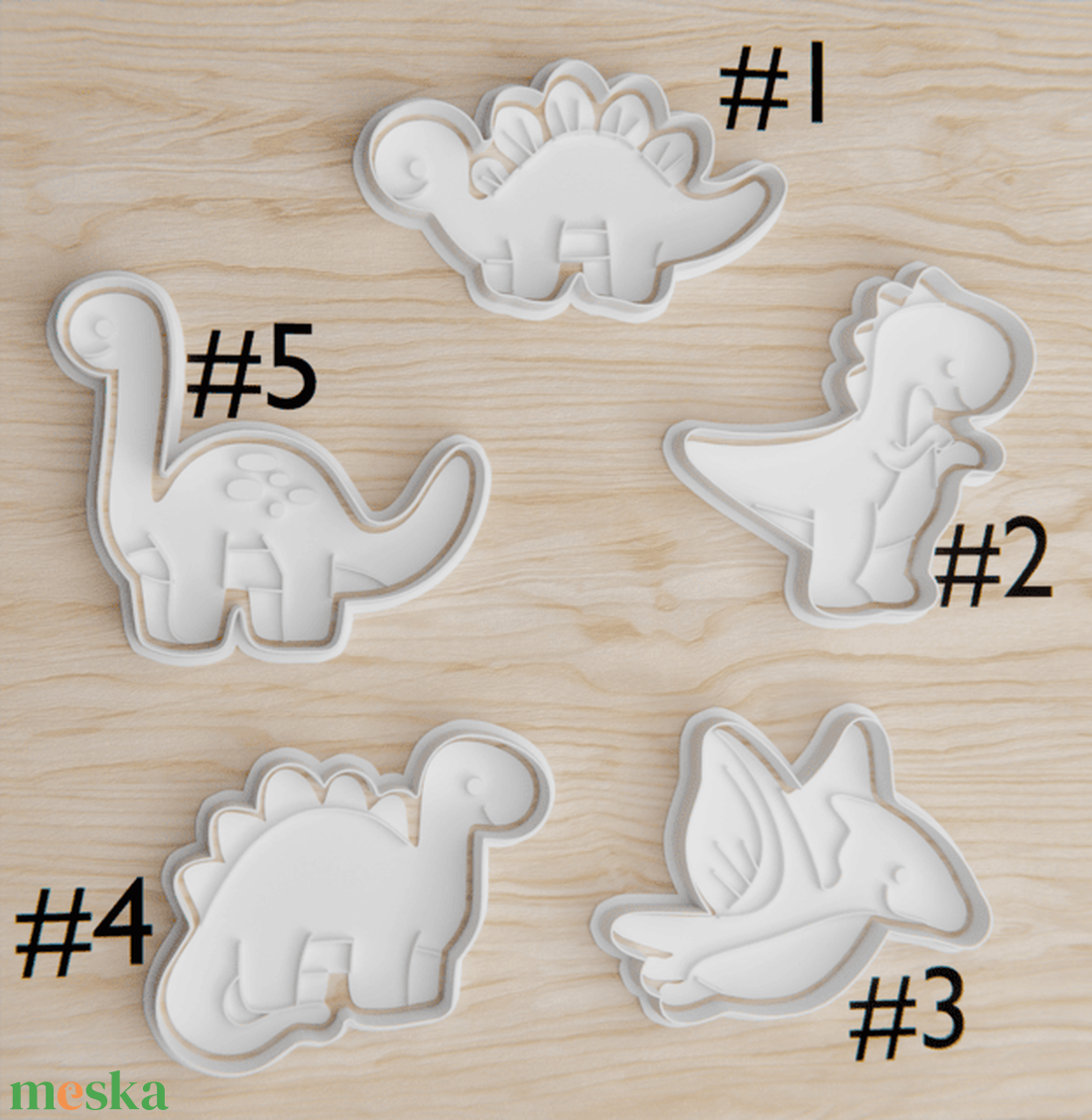 Dinoszaurusz sütikiszúró szett  5 figura, 2 részes formák süteményekhez, fondanthoz, gyurmához! - otthon & életmód - konyhafelszerelés, tálalás - sütés, főzés - sütikiszúró - Meska.hu