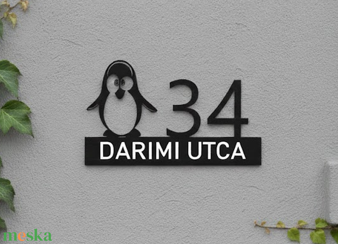Egyedi pingvines  házszámtábla TUX - otthon & életmód - ház & kert - házszám - Meska.hu