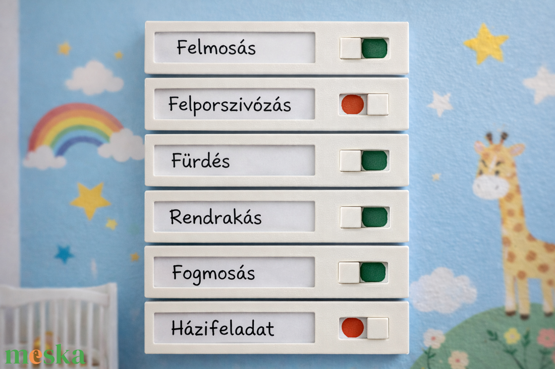 Csúszkás TODO tábla (6 db) � cserélhető címke, napi rutin, szokáskövető, teendő lista - otthon & életmód - papír, írószer - naptár & tervező - Meska.hu