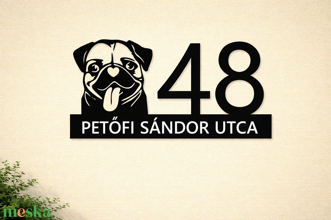 Egyedi házszámtábla Mopsz - otthon & életmód - ház & kert - házszám - Meska.hu