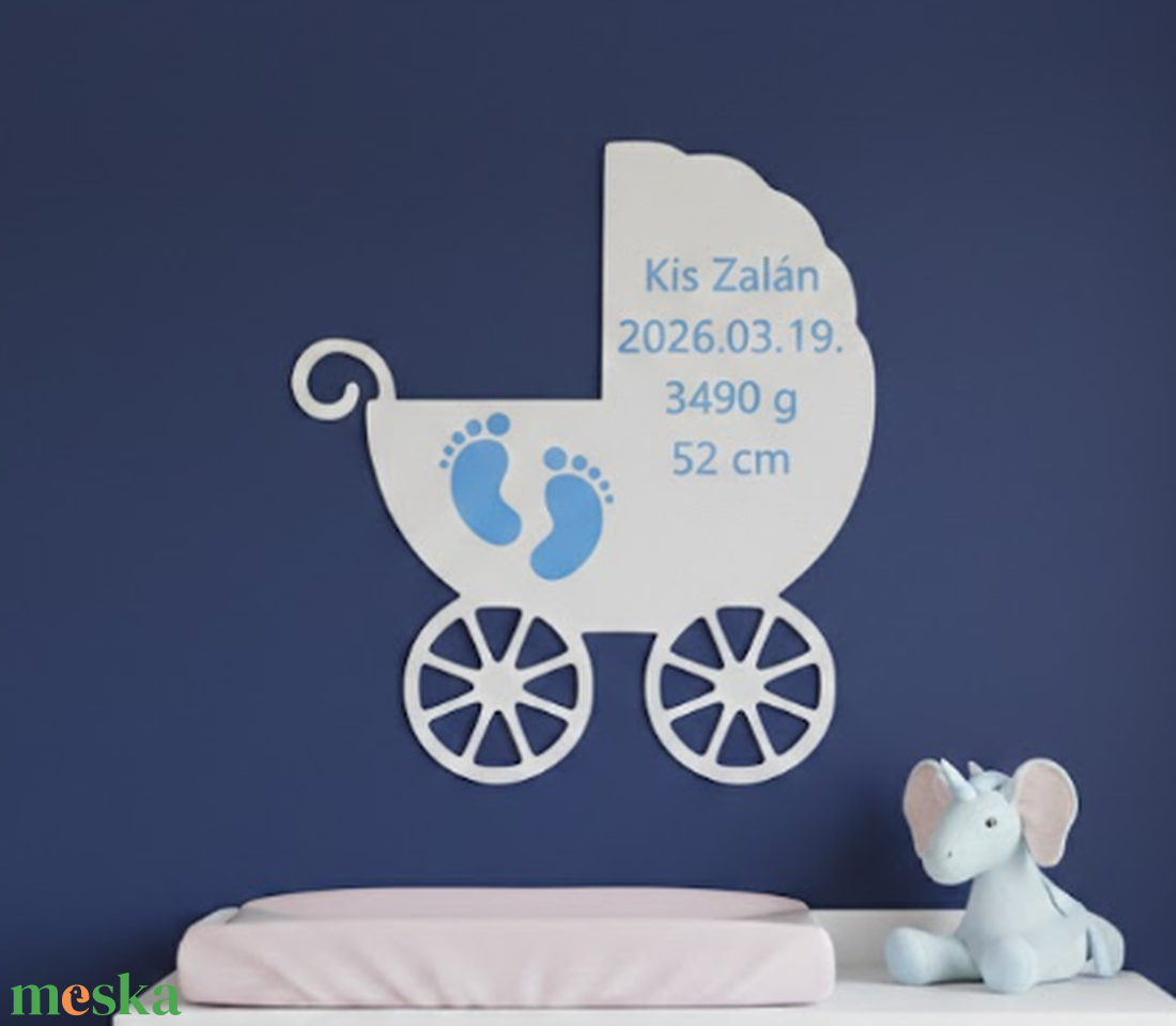 Egyedi 3D Nyomtatott Babakocsi Névtábla � Születési Adatokkal, 3D Falidekoráció Gyerekszobába - baba - mama - babaszoba dekoráció - baba névtábla - Meska.hu