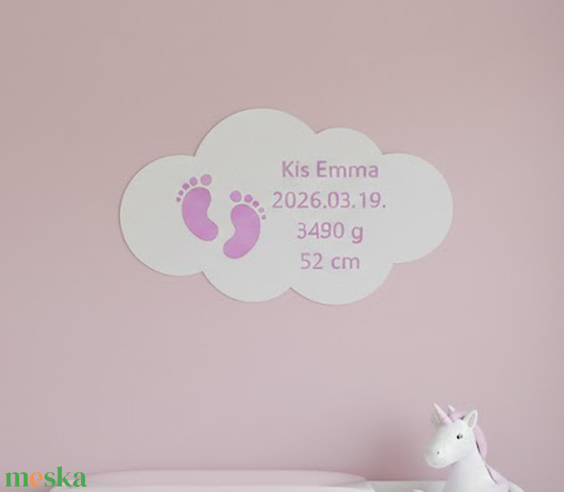 Egyedi 3D Nyomtatott Felhő Névtábla � Születési Adatokkal, 3D Falidekoráció Gyerekszobába - baba - mama - babaszoba dekoráció - baba névtábla - Meska.hu