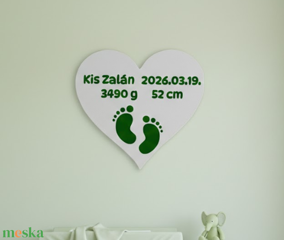 Egyedi 3D Nyomtatott Szív Névtábla � Születési Adatokkal, 3D Falidekoráció Gyerekszobába - baba - mama - babaszoba dekoráció - baba névtábla - Meska.hu