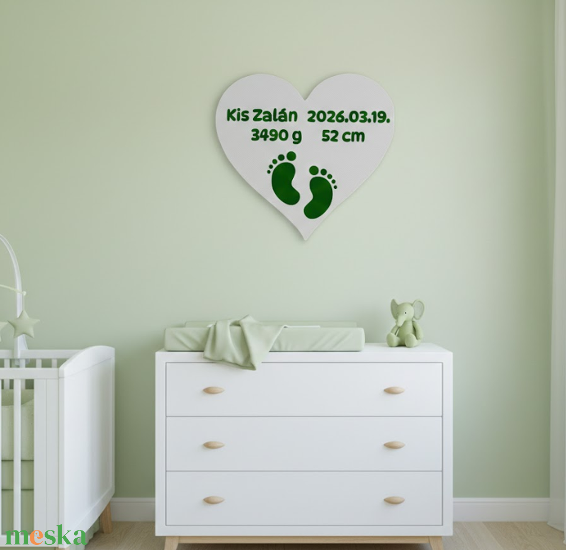 Egyedi 3D Nyomtatott Szív Névtábla � Születési Adatokkal, 3D Falidekoráció Gyerekszobába - baba - mama - babaszoba dekoráció - baba névtábla - Meska.hu