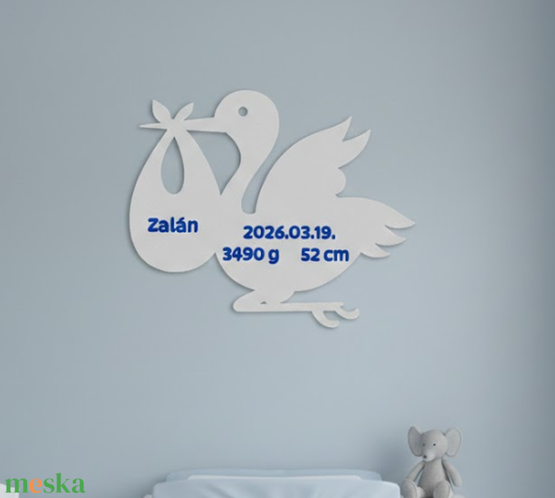 Egyedi 3D Nyomtatott Gólya Névtábla � Születési Adatokkal, 3D Falidekoráció Gyerekszobába - baba - mama - babaszoba dekoráció - baba névtábla - Meska.hu