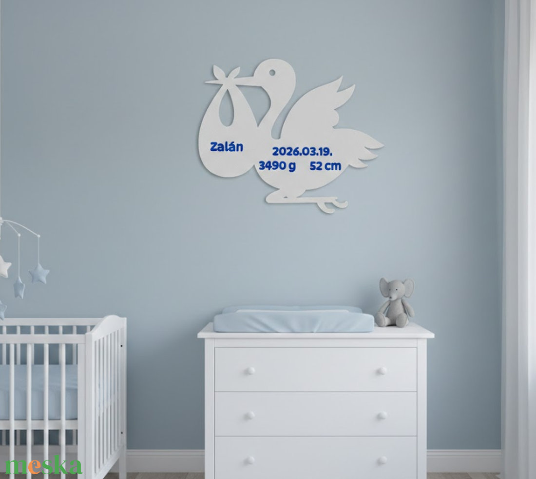 Egyedi 3D Nyomtatott Gólya Névtábla � Születési Adatokkal, 3D Falidekoráció Gyerekszobába - baba - mama - babaszoba dekoráció - baba névtábla - Meska.hu