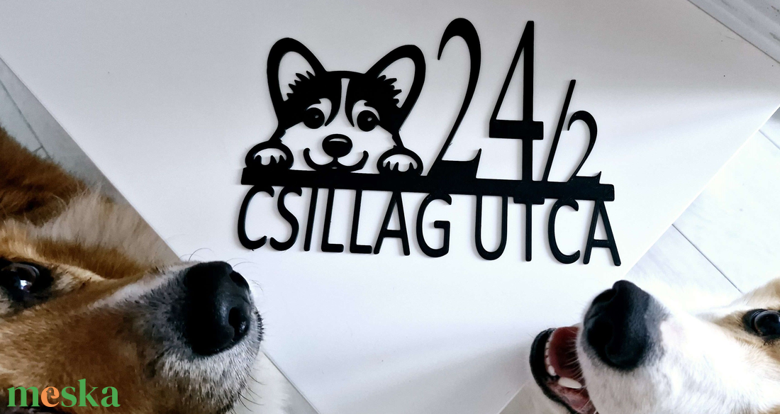 Egyedi corgis házszámtábla - kutyás és cicás házszám, kültéri UV-álló, kedvező áron - otthon & életmód - ház & kert - házszám - Meska.hu