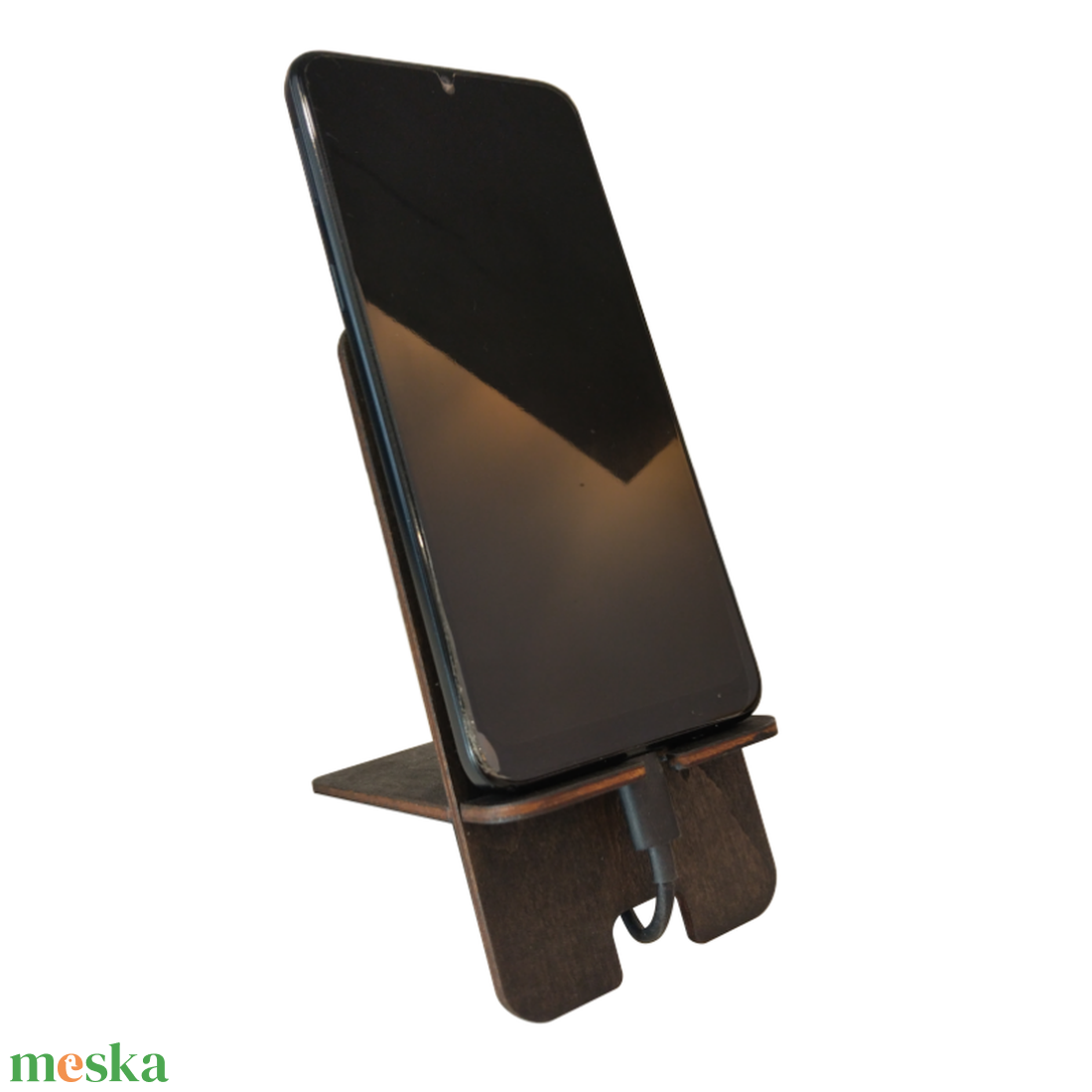 Prémium asztali telefontartó madártoll mintával, ébenfekete színben - otthon & életmód - tárolás & rendszerezés - íróasztali tároló - Meska.hu