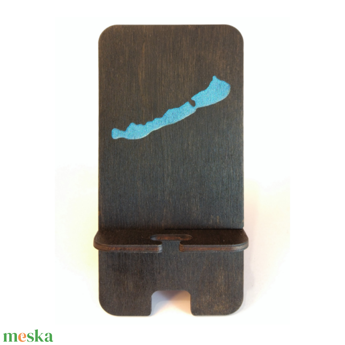 Prémium asztali telefontartó Balaton mintával, ébenfekete színben - otthon & életmód - tárolás & rendszerezés - íróasztali tároló - Meska.hu