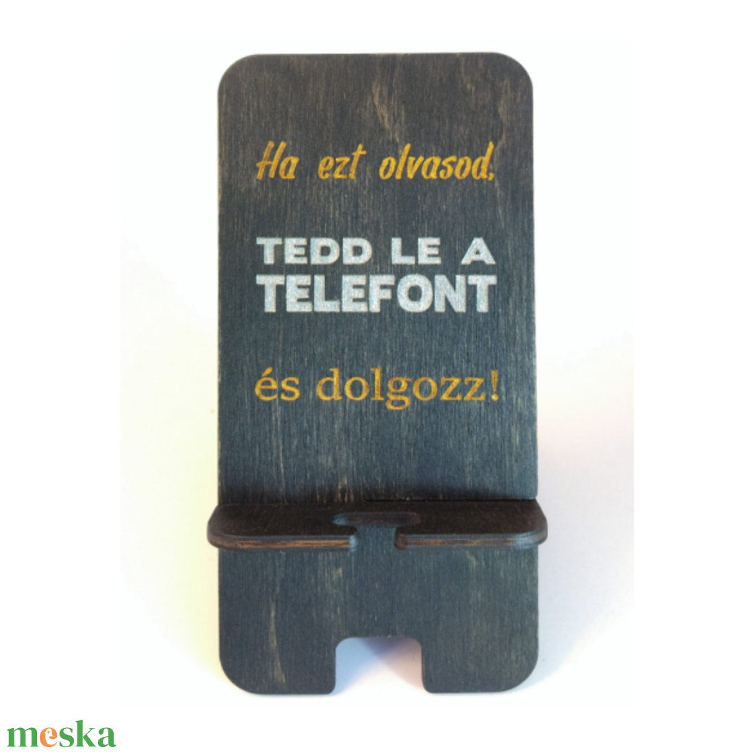 Prémium asztali telefontartó Tedd le, ébenfekete színben - otthon & életmód - tárolás & rendszerezés - íróasztali tároló - Meska.hu