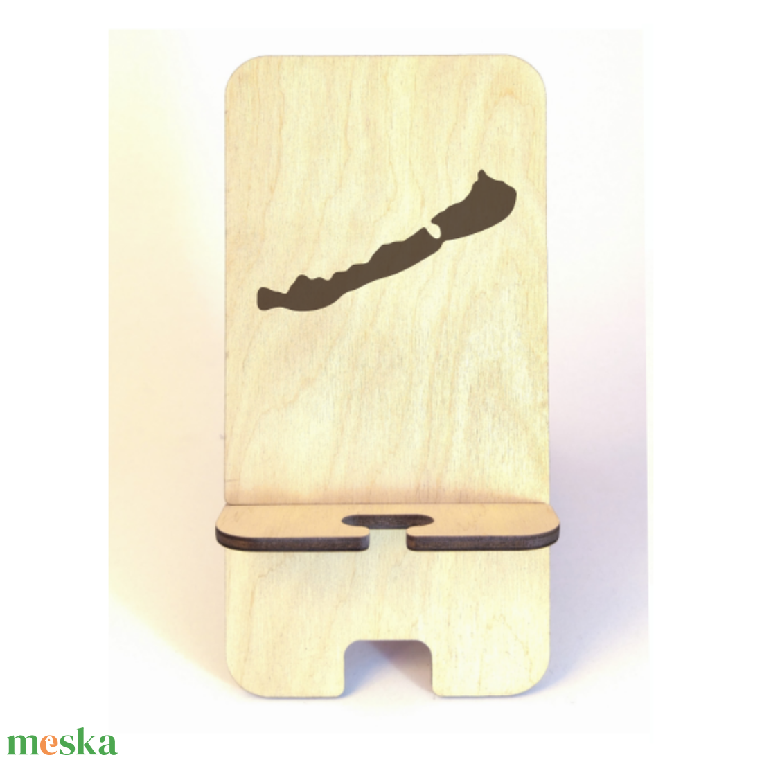 Asztali telefontartó Balaton mintával, natúr nyírfa színben - otthon & életmód - tárolás & rendszerezés - íróasztali tároló - Meska.hu