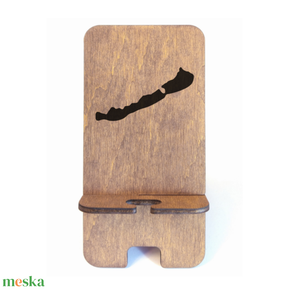 Asztali telefontartó Balaton mintával, rusztikus dió színben - otthon & életmód - tárolás & rendszerezés - íróasztali tároló - Meska.hu