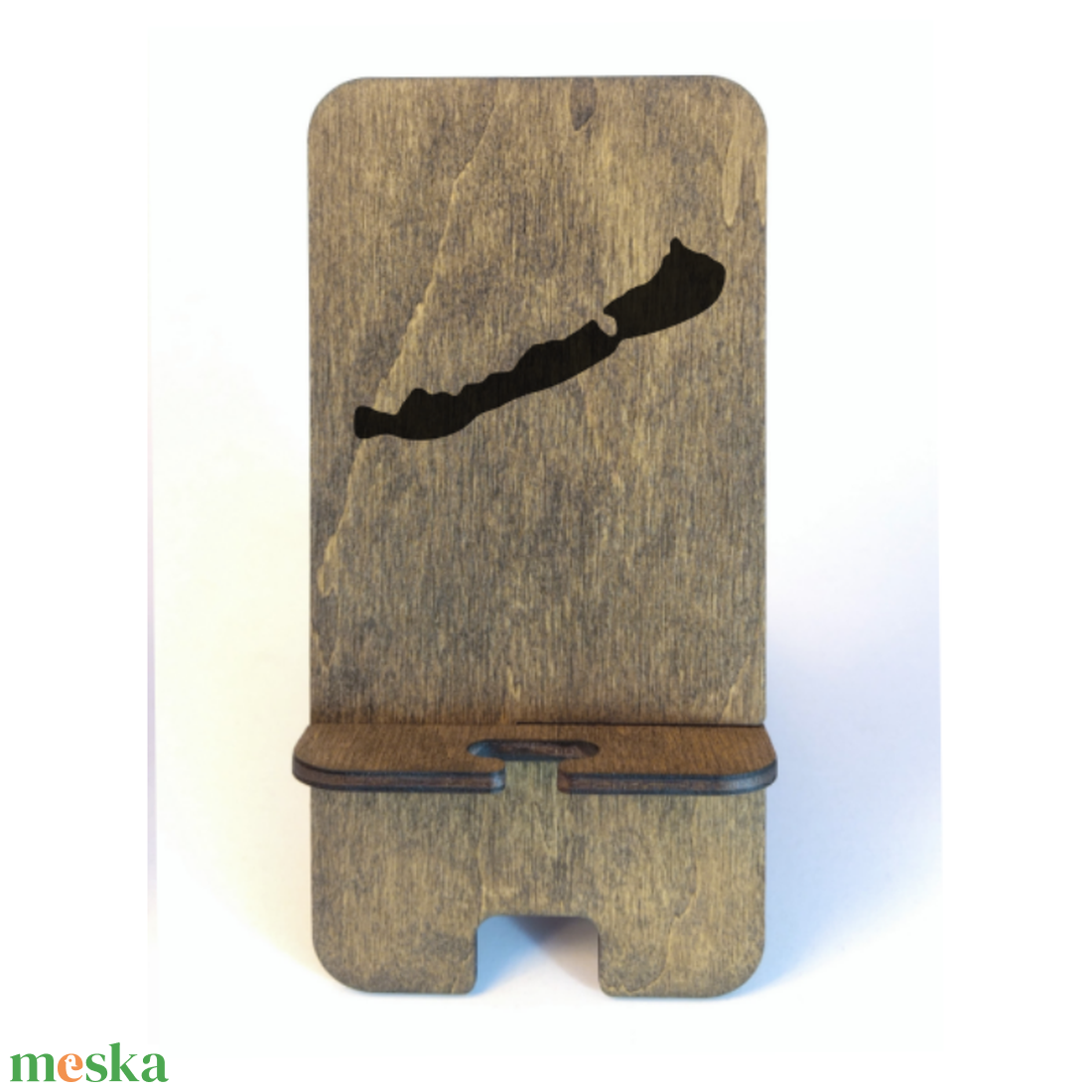 Asztali telefontartó Balaton mintával, paliszander színben - otthon & életmód - tárolás & rendszerezés - íróasztali tároló - Meska.hu