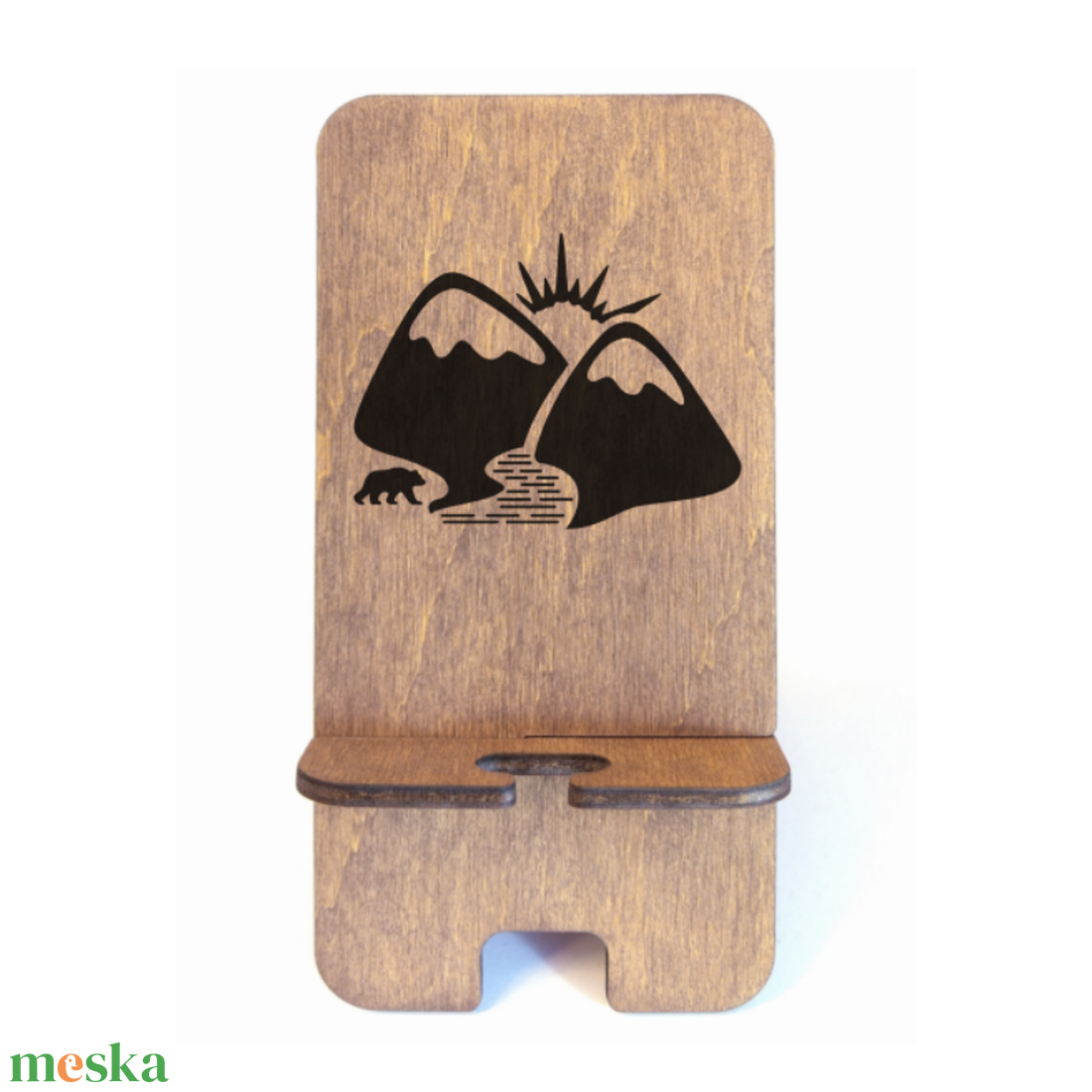 Asztali telefontartó Hegyek, rusztikus dió színben - otthon & életmód - tárolás & rendszerezés - íróasztali tároló - Meska.hu