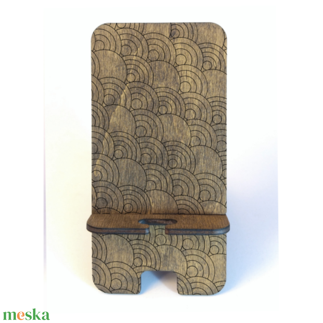 Asztali telefontartó Körök, paliszander színben - otthon & életmód - tárolás & rendszerezés - íróasztali tároló - Meska.hu