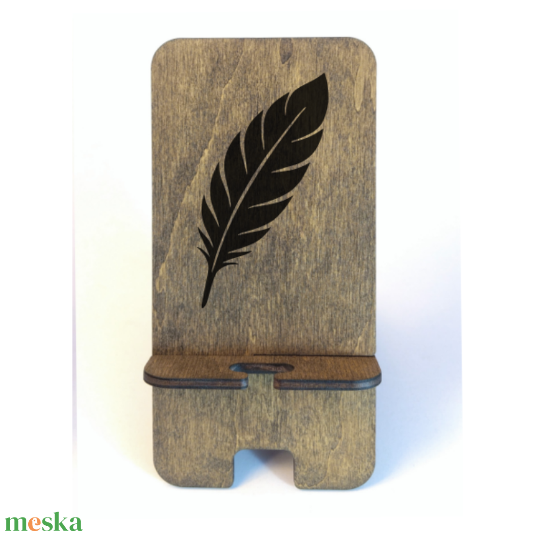 Asztali telefontartó Toll mintával, paliszander színben - otthon & életmód - tárolás & rendszerezés - asztali telefontartó - Meska.hu