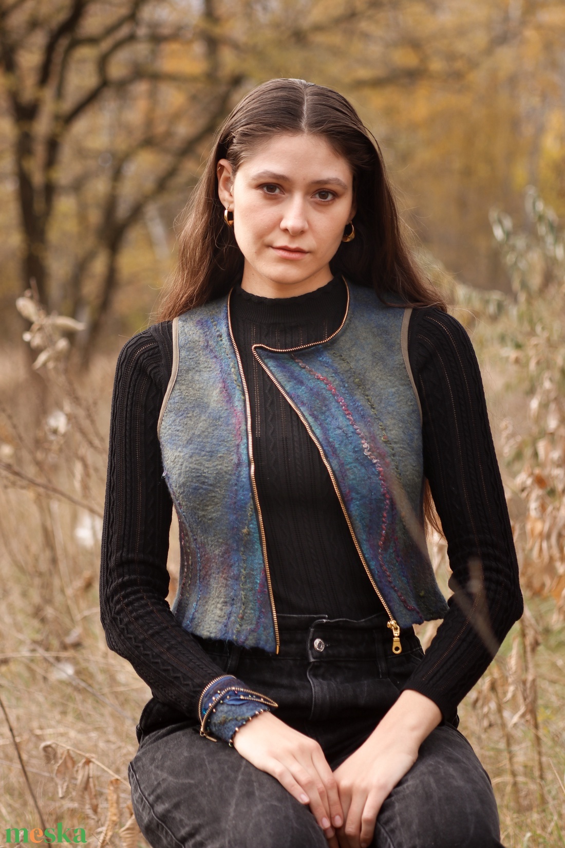 Aranyló cipzár - ruha & divat - női ruha - mellény - Meska.hu