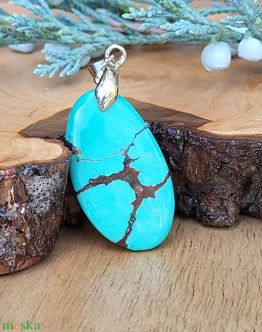 Türkiz medál - ékszer - nyaklánc - medál - Meska.hu