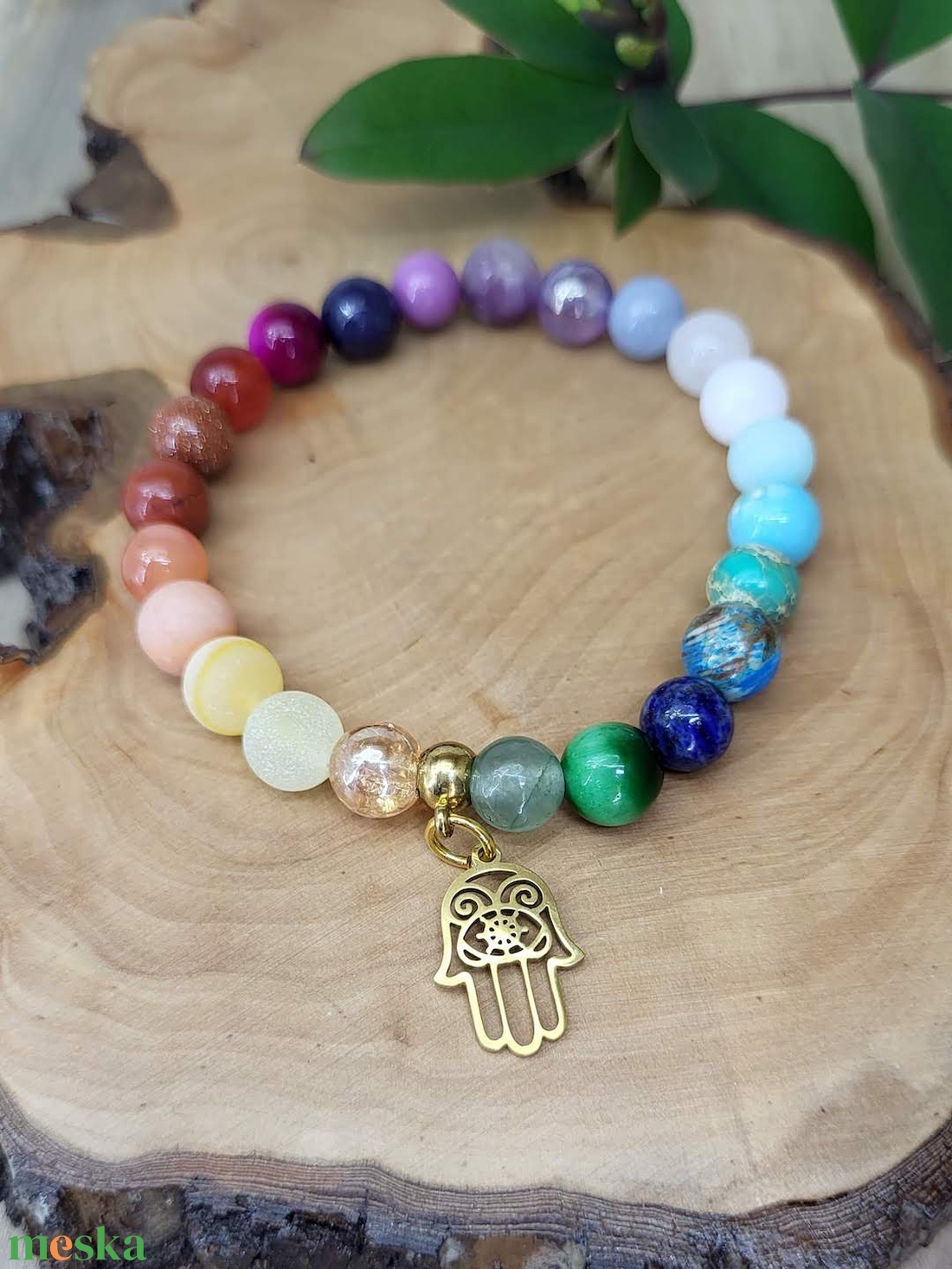 Szivárvány karkötő- nemesacél hamsa kéz - ékszer - karkötő - gyöngyös karkötő - Meska.hu Szivárvány karkötő- nemesacél hamsa kéz - ékszer - karkötő - gyöngyös karkötő - Meska.hu