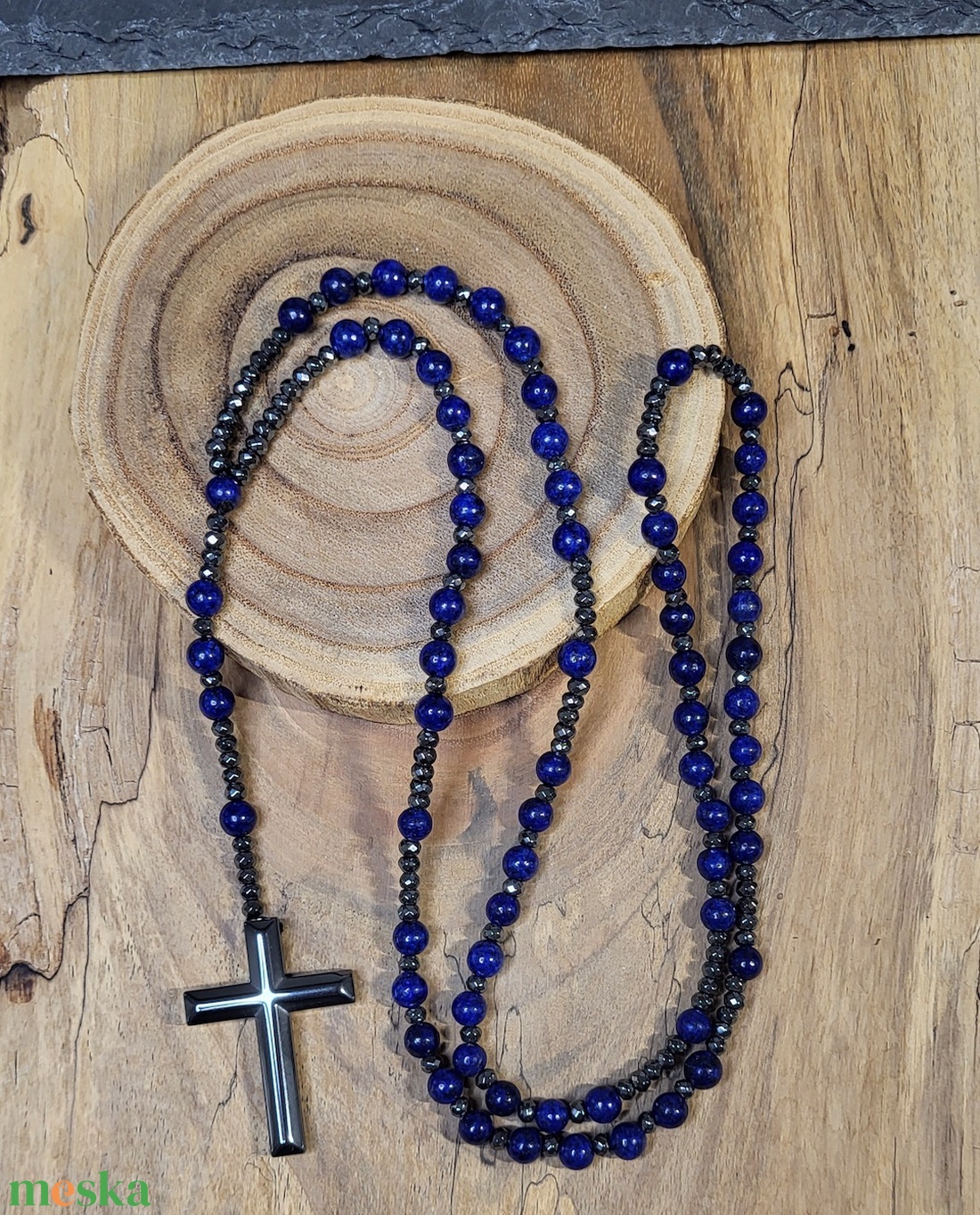 Lapis Lazuli- hematit kereszt rózsafüzér , nyaklánc - ékszer - nyaklánc - hosszú nyaklánc - Meska.hu Lapis Lazuli- hematit kereszt rózsafüzér , nyaklánc - ékszer - nyaklánc - hosszú nyaklánc - Meska.hu