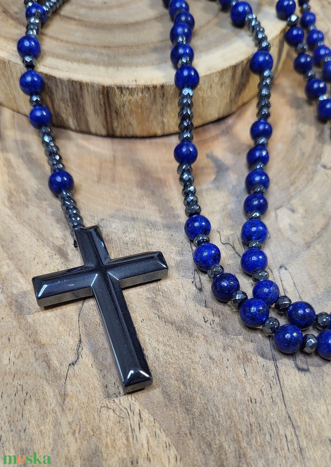 Lapis Lazuli- hematit kereszt rózsafüzér , nyaklánc - ékszer - nyaklánc - hosszú nyaklánc - Meska.hu Lapis Lazuli- hematit kereszt rózsafüzér , nyaklánc - ékszer - nyaklánc - hosszú nyaklánc - Meska.hu