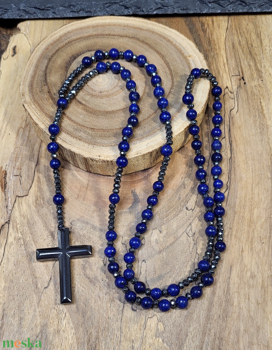Lapis Lazuli- hematit kereszt rózsafüzér , nyaklánc - ékszer - nyaklánc - hosszú nyaklánc - Meska.hu Lapis Lazuli- hematit kereszt rózsafüzér , nyaklánc - ékszer - nyaklánc - hosszú nyaklánc - Meska.hu