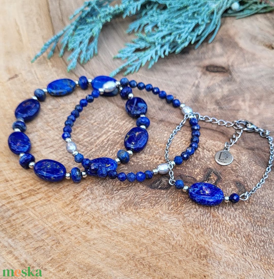 Deep Blue Lapis Lazuli karkötő szett - ékszer - karkötő - gyöngyös karkötő - Meska.hu Deep Blue Lapis Lazuli karkötő szett - ékszer - karkötő - gyöngyös karkötő - Meska.hu