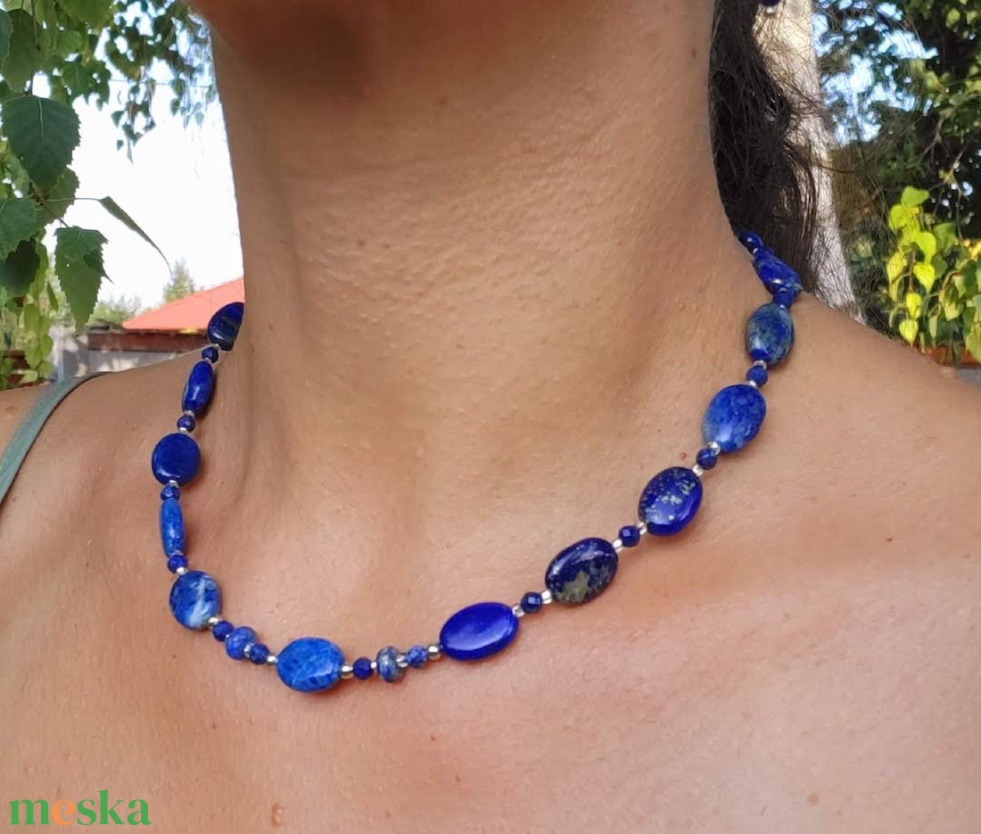 Deep Blue Lapis Lazuli karkötő - ékszer - nyaklánc - gyöngyös nyaklánc - Meska.hu