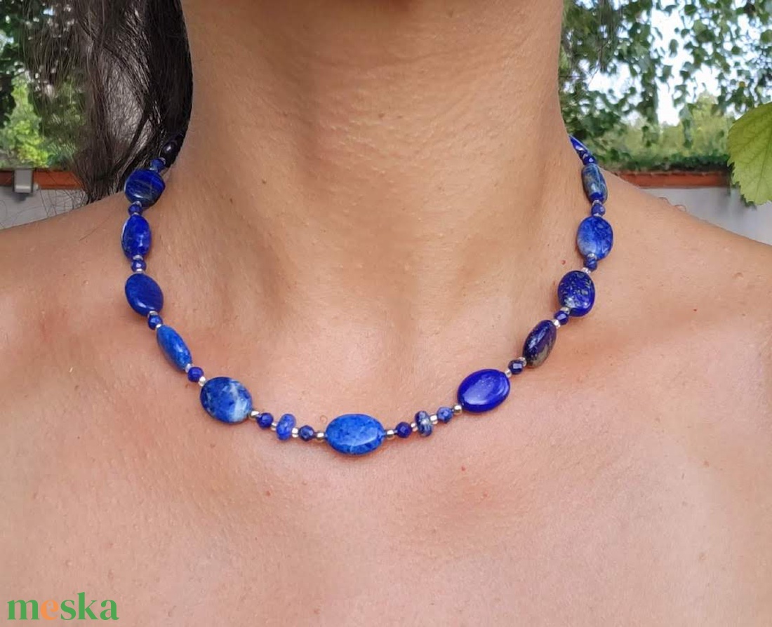 Deep Blue Lapis Lazuli karkötő - ékszer - nyaklánc - gyöngyös nyaklánc - Meska.hu