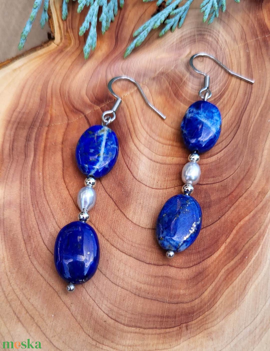Deep Blue Lapis Lazuli - tenyésztett igazgyöngy fülbevaló - ékszer - fülbevaló - lógó fülbevaló - Meska.hu Deep Blue Lapis Lazuli - tenyésztett igazgyöngy fülbevaló - ékszer - fülbevaló - lógó fülbevaló - Meska.hu