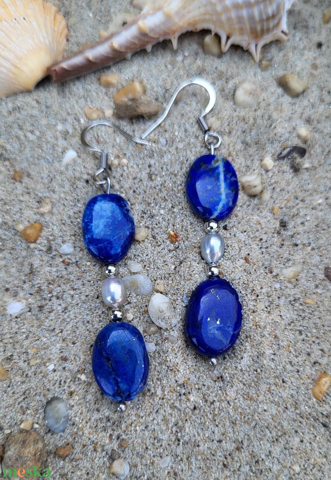 Deep Blue Lapis Lazuli - tenyésztett igazgyöngy fülbevaló - ékszer - fülbevaló - lógó fülbevaló - Meska.hu Deep Blue Lapis Lazuli - tenyésztett igazgyöngy fülbevaló - ékszer - fülbevaló - lógó fülbevaló - Meska.hu