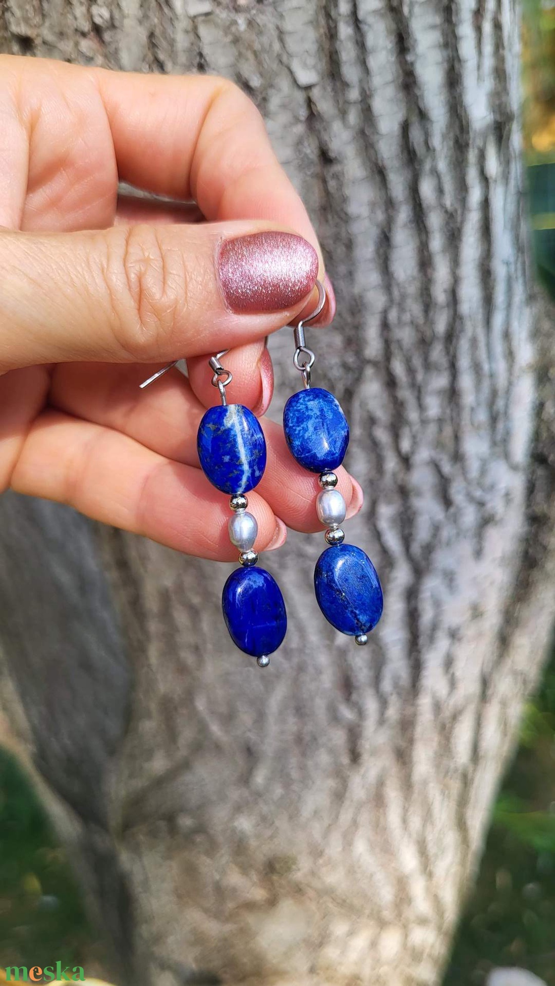 Deep Blue Lapis Lazuli - tenyésztett igazgyöngy fülbevaló - ékszer - fülbevaló - lógó fülbevaló - Meska.hu Deep Blue Lapis Lazuli - tenyésztett igazgyöngy fülbevaló - ékszer - fülbevaló - lógó fülbevaló - Meska.hu