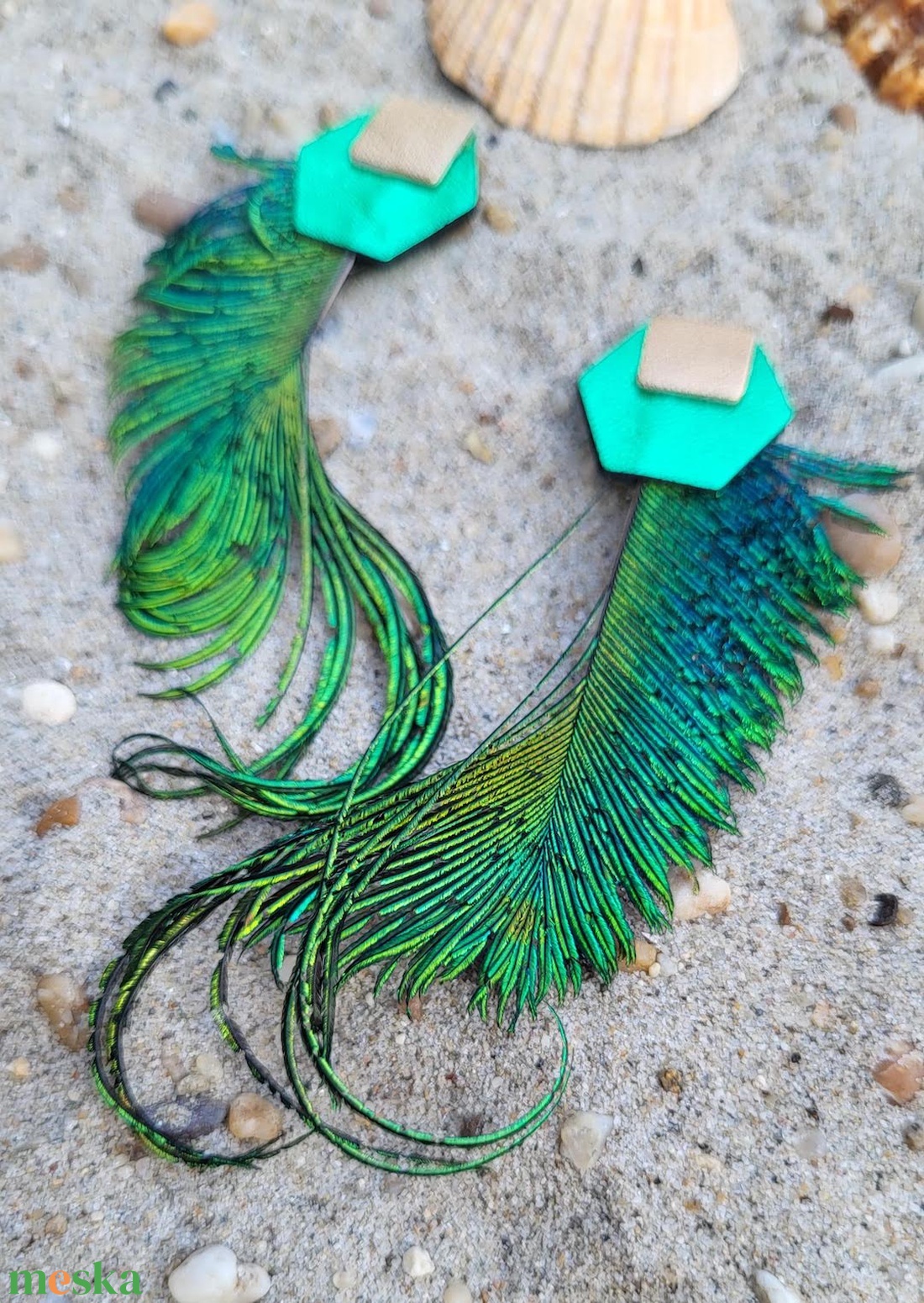 Green Peacock Toll Fülbevaló - ékszer - fülbevaló - lógó fülbevaló - Meska.hu Green Peacock Toll Fülbevaló - ékszer - fülbevaló - lógó fülbevaló - Meska.hu