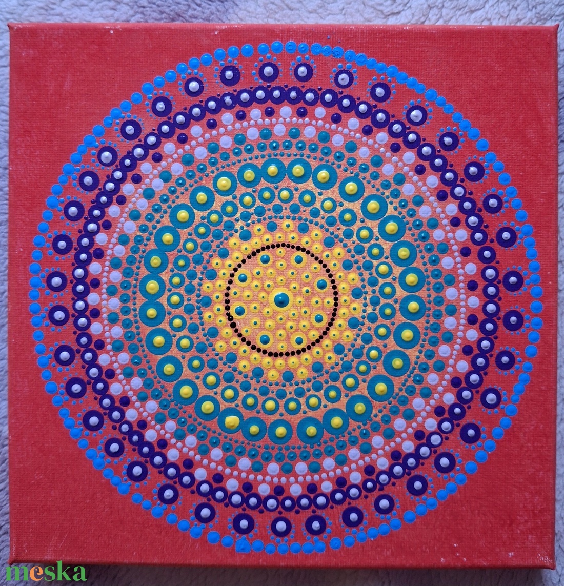 Vidám nap - 20x20-as mandala falikép - otthon & életmód - dekoráció - kép & falikép - vászonkép - Meska.hu