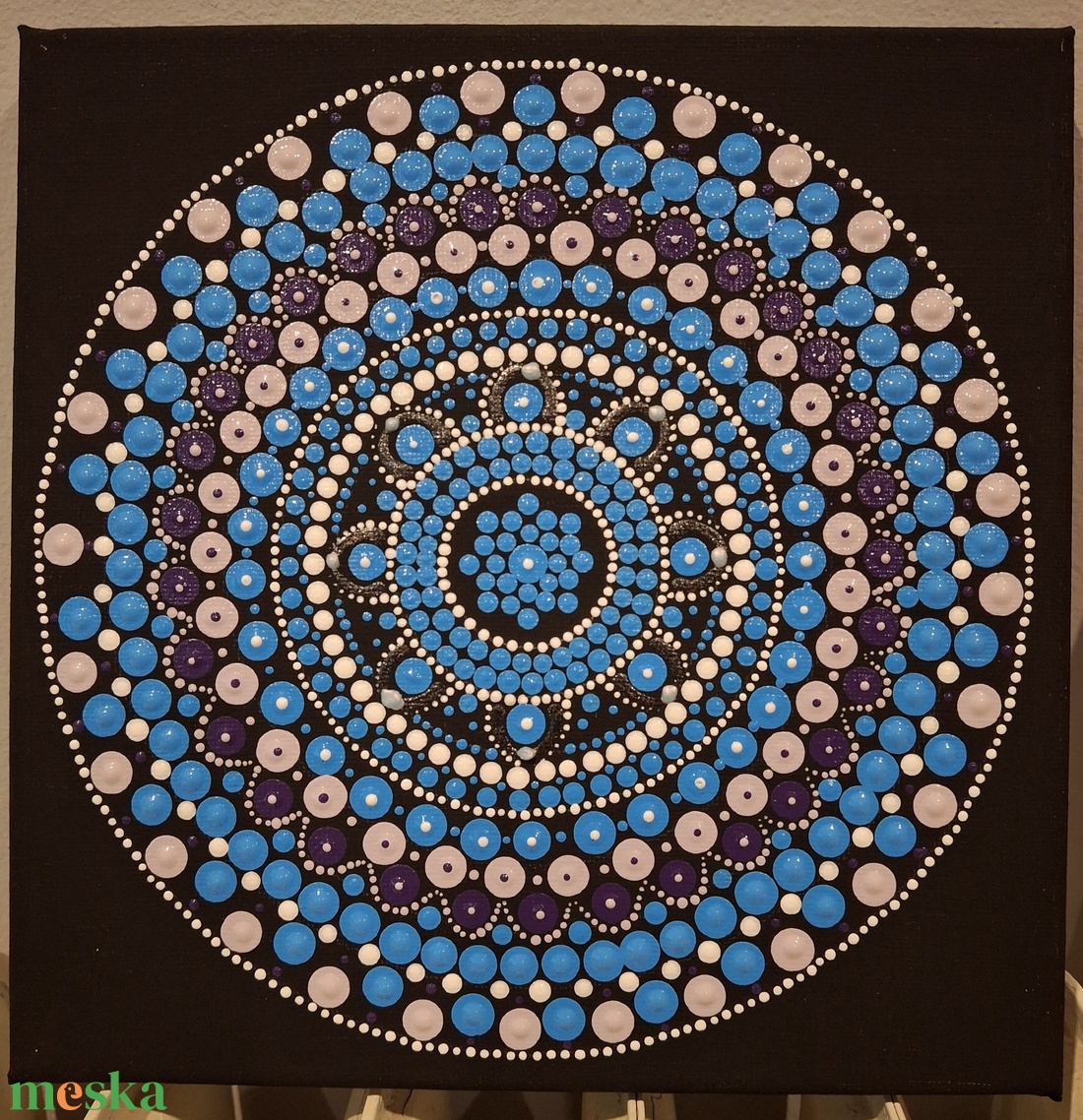 Kék gondolatok - 20x20 cm-es mandala falikép - otthon & életmód - dekoráció - kép & falikép - vászonkép - Meska.hu