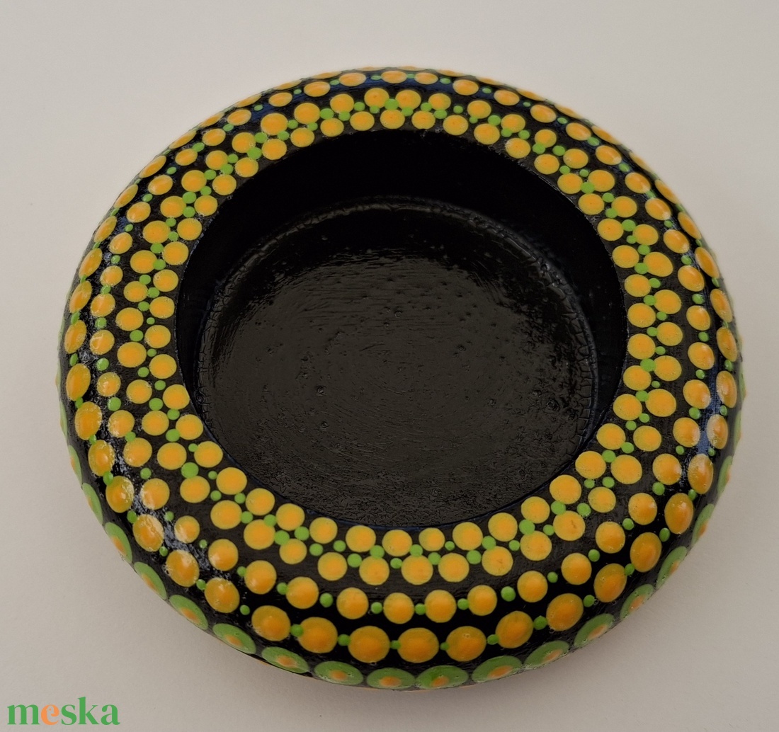 Zöld-sárga mandala mécsestartó - otthon & életmód - gyertya, illat, aroma - mécses és mécsestartó - Meska.hu