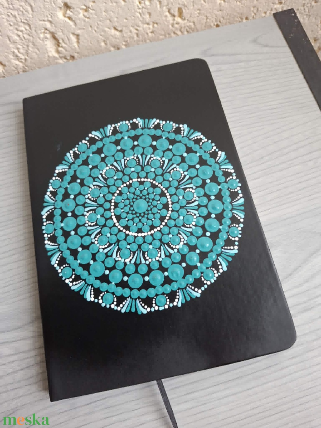 Türkiz mandala mintás jegyzetfüzet � Kézzel festett egyedi napló, ajándék nőknek - otthon & életmód - papír, írószer - jegyzetfüzet & napló - Meska.hu