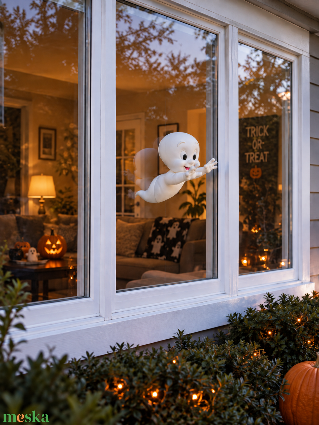 Halloweeni szellemes ablakdekor - otthon & életmód - dekoráció - halloween - halloweeni ajtódíszek és ablakdíszek - Meska.hu