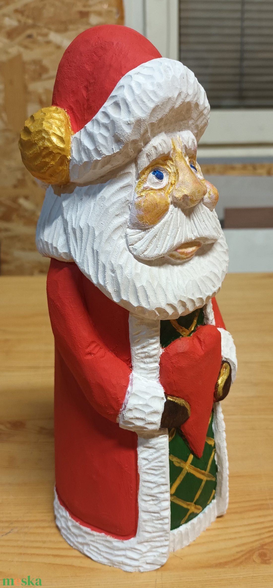 télapószobor mikulászobor karácsonyi ajándék faszobor egyediszobor festett szobor asztaldísz karácsonyidekor  - karácsony - mikulás - mikulás ajándékok - Meska.hu