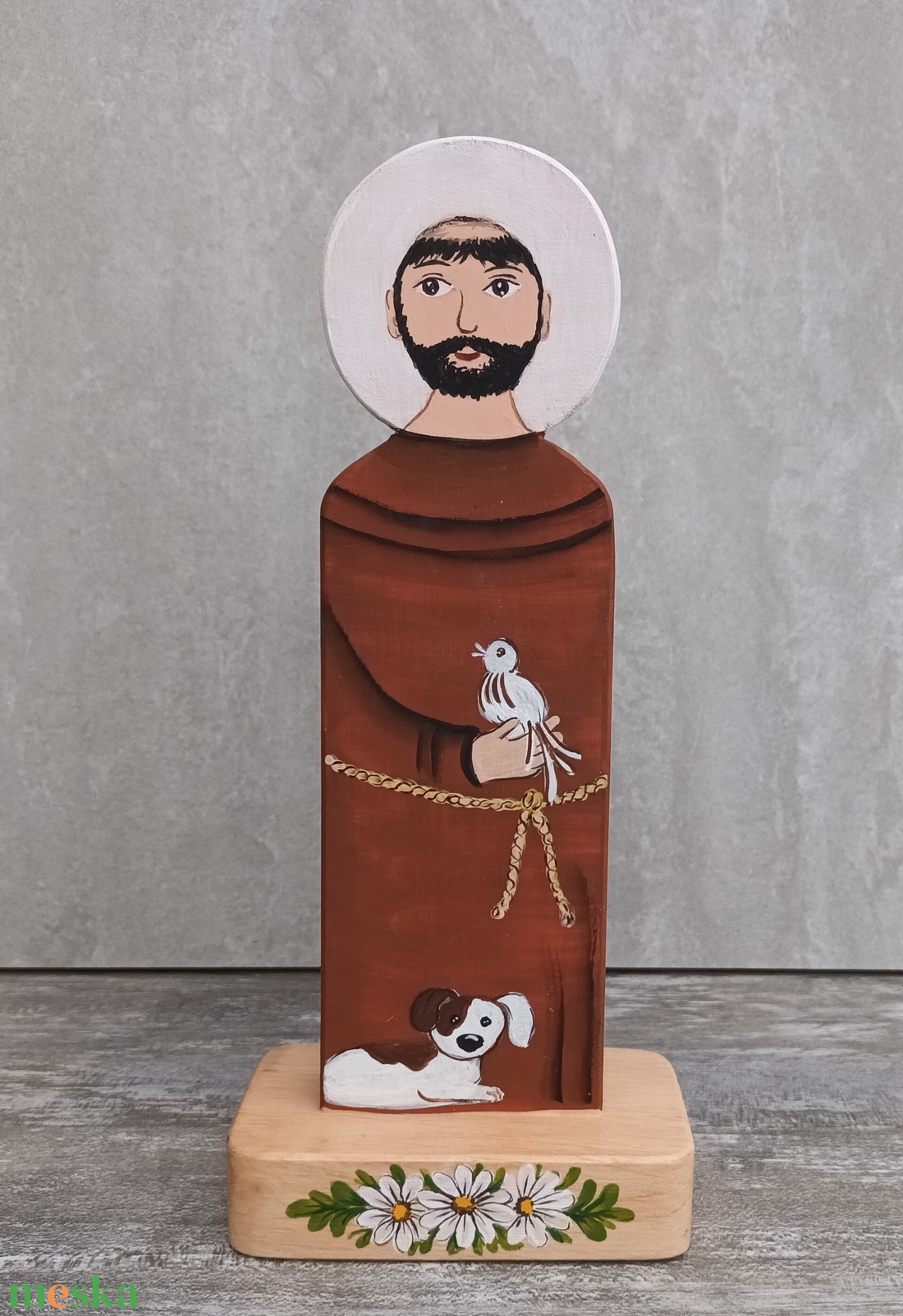 szent ferenc katolikus egyház assisi középkori festmény szobor szertartás kegytárgy ferencesrend fafaragás bútorfestés s - otthon & életmód - dekoráció - asztal és polc dekoráció - asztaldísz - Meska.hu