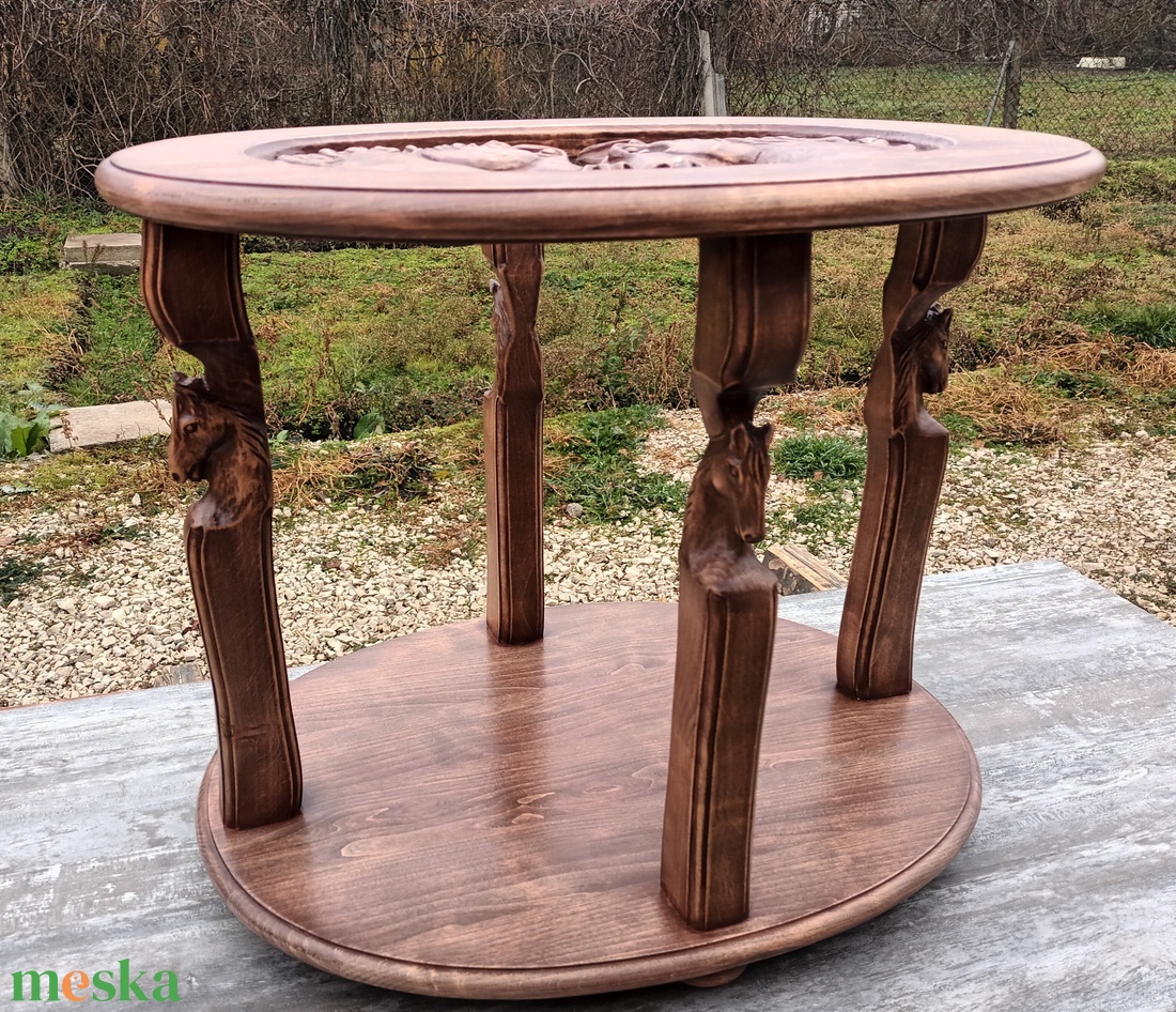 dohányzóasztal lovasbútor lovasasztal lovasfaragás lovasajándék asztal faasztal lovas dohányzóasztal lovastermék  - otthon & életmód - bútor - asztal - Meska.hu