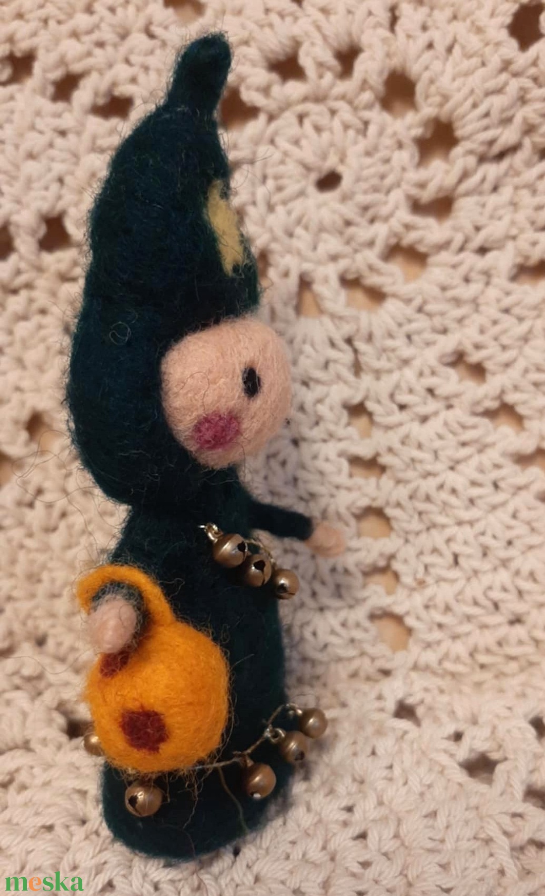 Tűnemez karácsonyfa manó száncsengőkkel - otthon & életmód - dekoráció - manók - Meska.hu