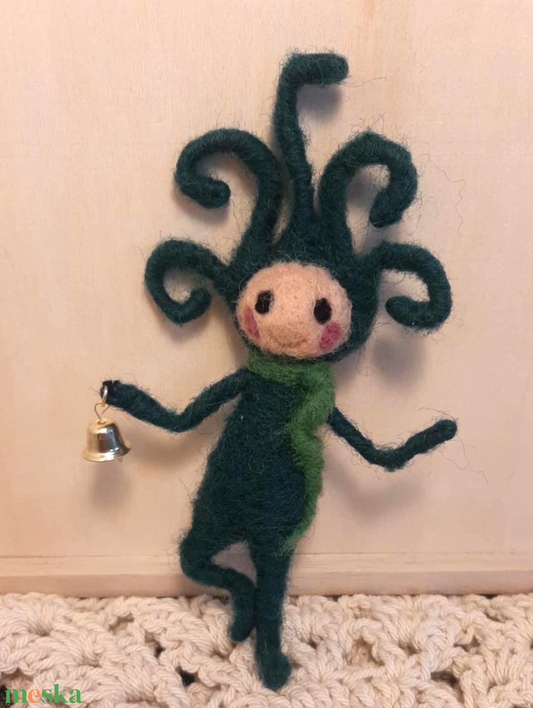 Csengettyűs zöld manó - otthon & életmód - dekoráció - manók - Meska.hu