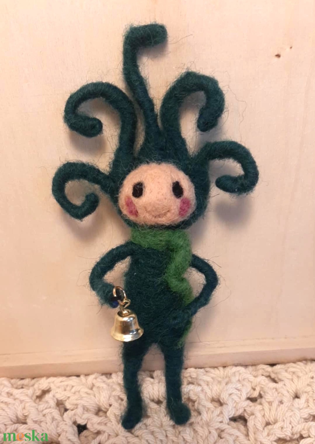 Csengettyűs zöld manó - otthon & életmód - dekoráció - manók - Meska.hu