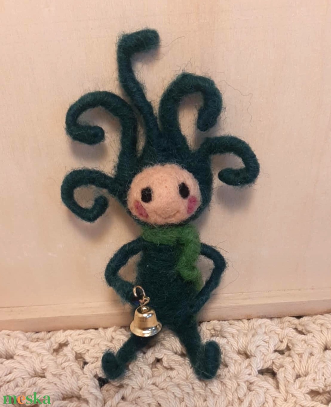 Csengettyűs zöld manó - otthon & életmód - dekoráció - manók - Meska.hu