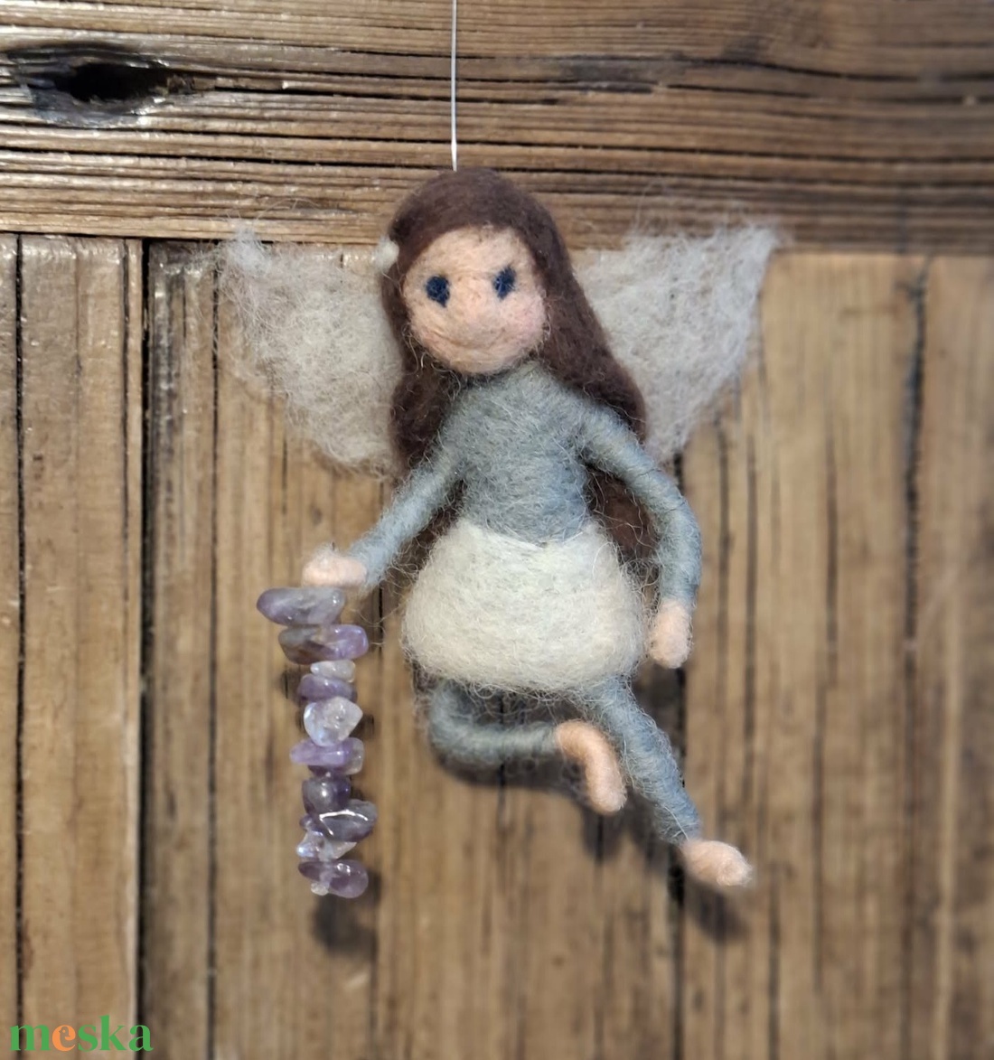 Nemez tündér ametiszt füzérrel - otthon & életmód - dekoráció - fali és függő dekoráció - függődísz - Meska.hu