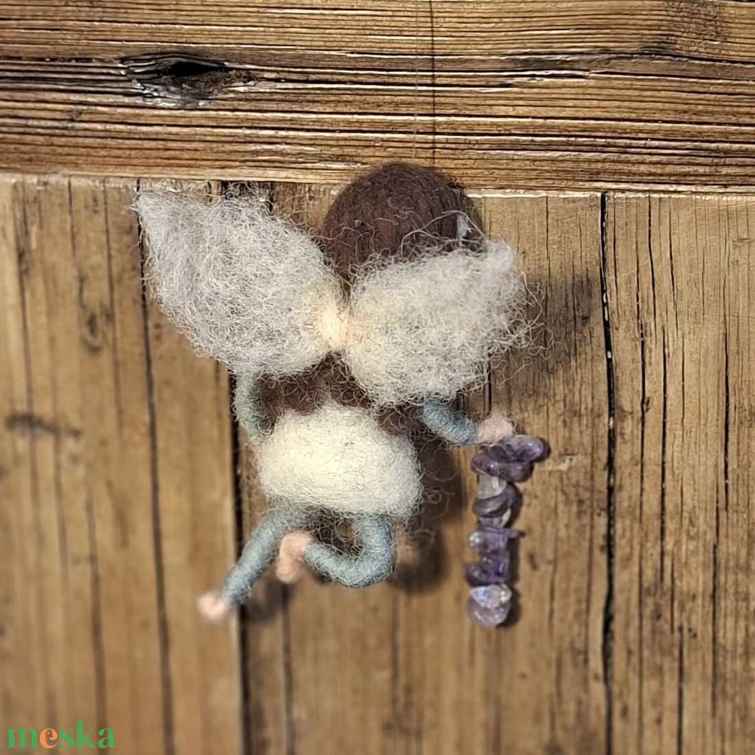 Nemez tündér ametiszt füzérrel - otthon & életmód - dekoráció - fali és függő dekoráció - függődísz - Meska.hu