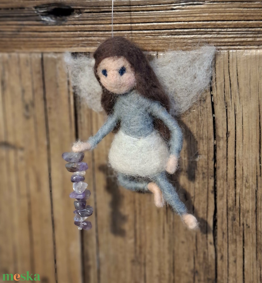 Nemez tündér ametiszt füzérrel - otthon & életmód - dekoráció - fali és függő dekoráció - függődísz - Meska.hu