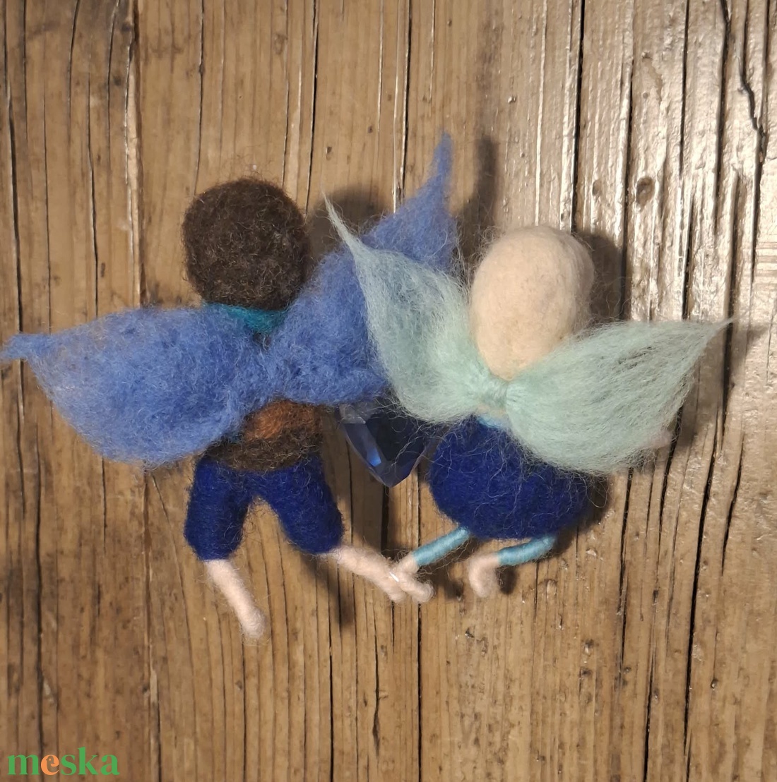 Tündérpár szív alakú üvegkristály napfogóval - otthon & életmód - dekoráció - manók - Meska.hu